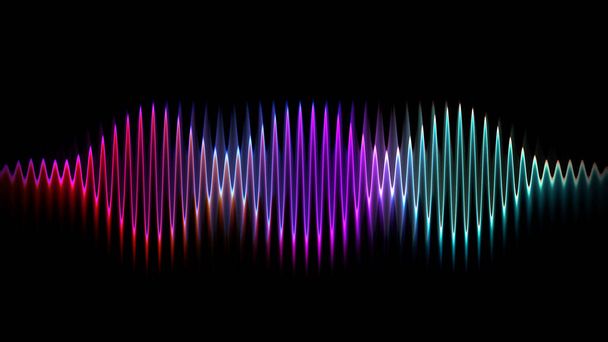 Schallwellenlinie mehrfarbige Musik abstrakten Hintergrund. Neonlicht gebogen mit farbenfrohem grafischen Design. - Foto, Bild