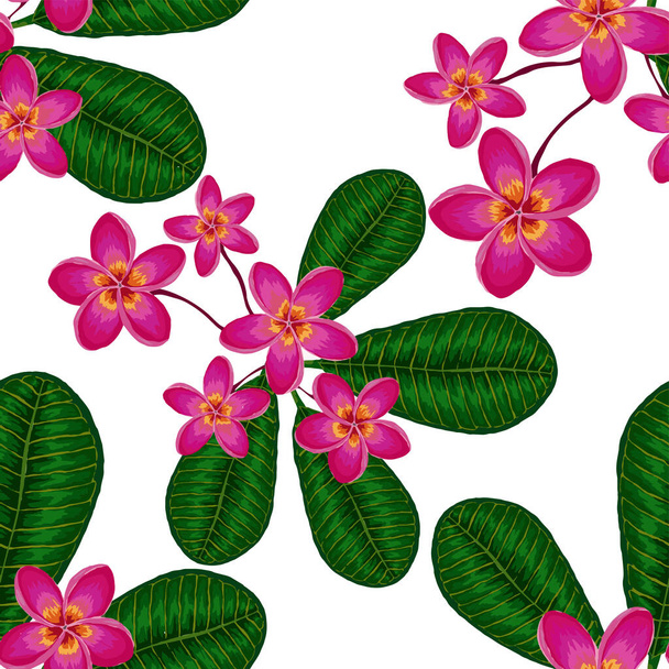 Υδατογραφία αδιάλειπτη μοτίβο με τροπικά φύλλα και λουλούδια. Όμορφο allover print με χειροποίητα εξωτικά φυτά. Βοτανικός σχεδιασμός μαγιό. Βέκτορ. Vintage εξωτικό αποτύπωμα. - Διάνυσμα, εικόνα