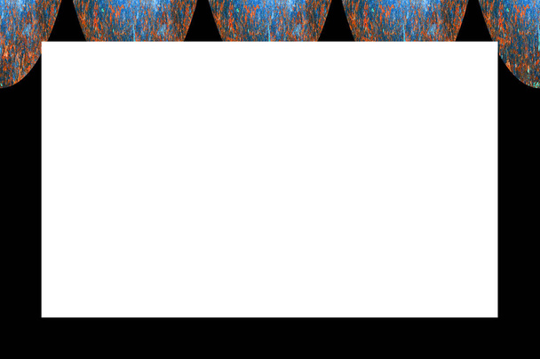 Cadre mural en plâtre peint peint vieilli vieilli Grunge avec texture fissurée antique abstraite. Modèle rayé Stucco rétro. Espace vide pour l'image, texte. Bannière horizontale rectangulaire - Photo, image