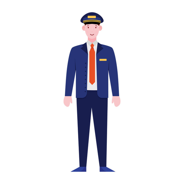 A professional male avatar, train conductor illustration  - Vector, imagen