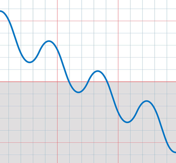 Falling sine curve with some small sinusoids falling and rising - symbolic for downward trend with temporary deceptively increasing phases of a development. - Vector, Image