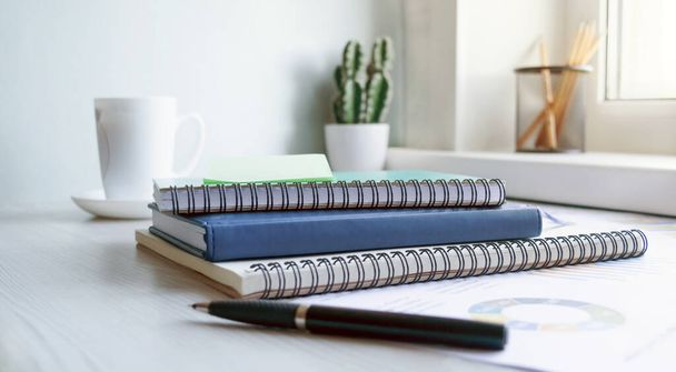Business documents, business charts on the office table as a business workplace concept. Soft light. - Фото, изображение