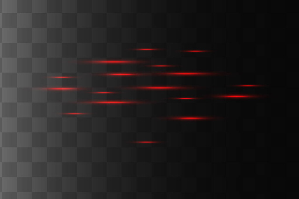 Rayo láser rojo abstracto. Aislado transparente sobre fondo negro. Vector illustration.the iluminación effect.floodlight direccional - Vector, imagen