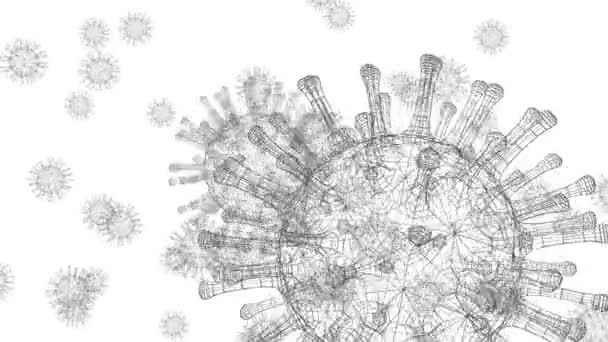 3D анимация тяжелых острых респираторных синдромов молекул коронавируса - известных как SARS-CoV-2 - в разрешении 4k (3840 x 2160 px). - Кадры, видео