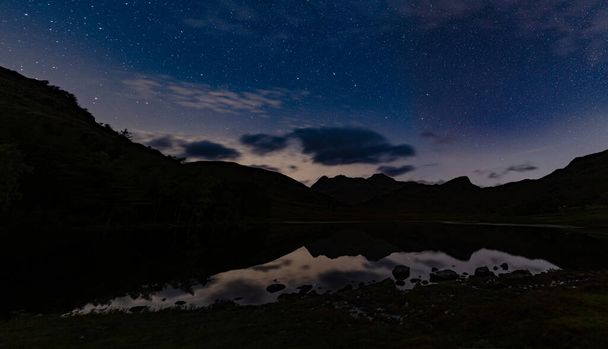 A Panoramic night view of the Plough Blea Tarn in the English Lake district - Fotografie, Obrázek