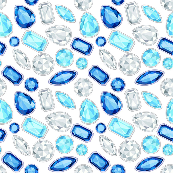 blauer Saphir und Diamanten gesättigte Farbe nahtlose Muster - Vektor, Bild