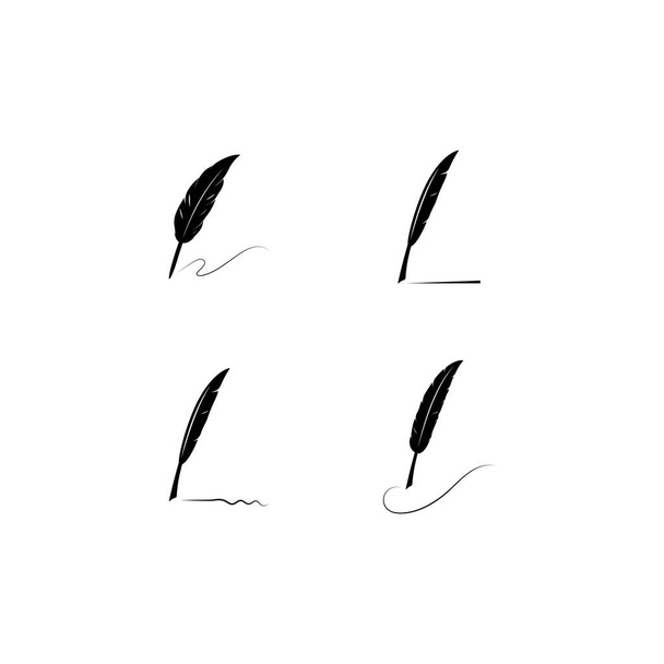 Логотип перо ручки векторний шаблон
 - Вектор, зображення