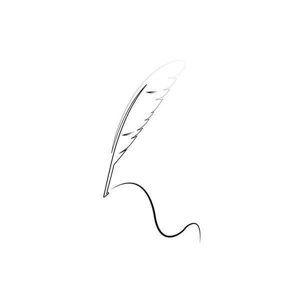 feather pen logo illustration design - Vector, Image