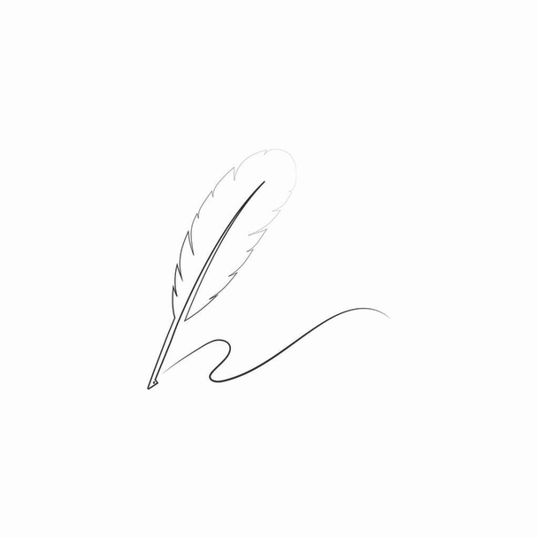 feather pen logo illustration design - Вектор,изображение