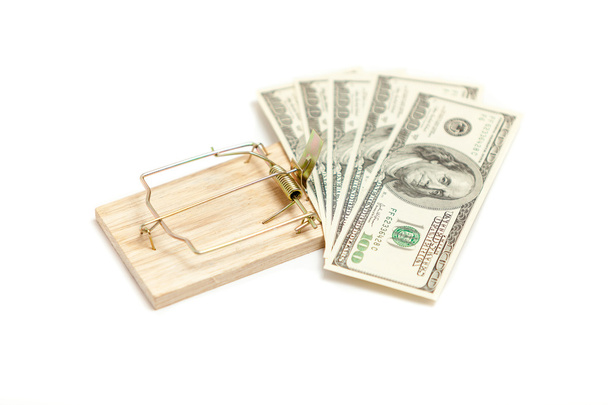 Ratón trampa con dinero como cebo
 - Foto, Imagen