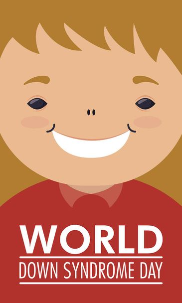 παγκόσμια ημέρα σύνδρομο κάτω γράμματα με το κοριτσάκι - Διάνυσμα, εικόνα