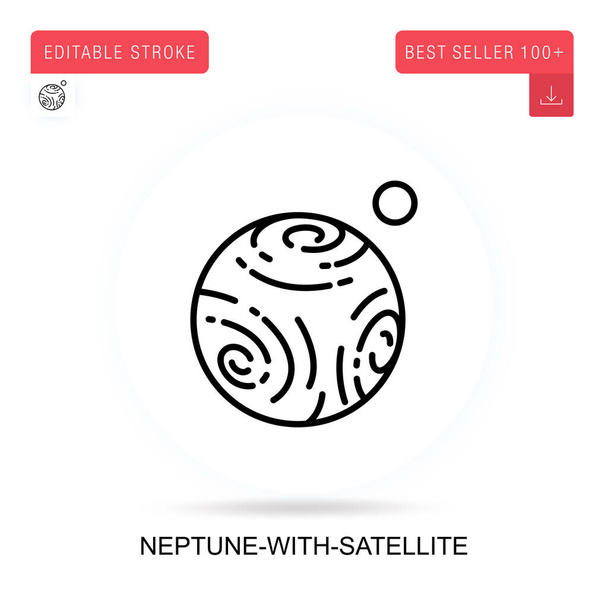 Значок вектора Нептуна со спутником. Векторно изолированные метафорные иллюстрации концепции. - Вектор,изображение