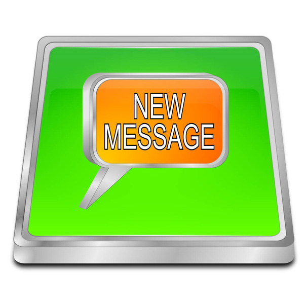 novo botão de mensagem verde brilhante - ilustração 3D - Foto, Imagem