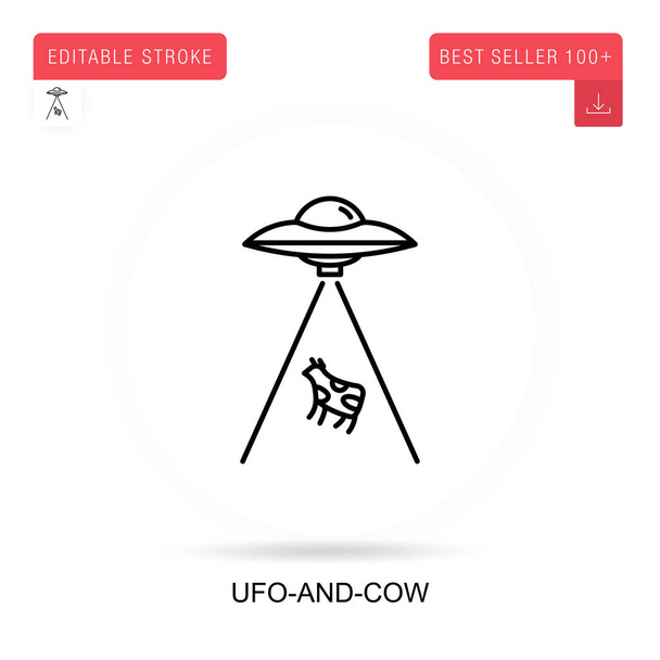 Ufo-and-cow vector icon. Vector isolated concept metaphor illustrations. - Vector, Image