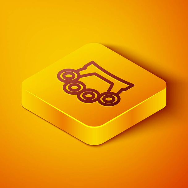 Isometric line Brass knuckles icon isolated on orange background. Yellow square button. Vector. - Vector, Image