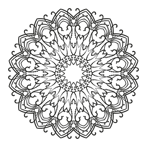 Round decorative mandala, Page for adult coloring book, Isolated design element Vector illustration - Vector, imagen