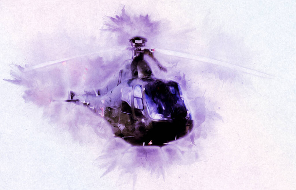 helicóptero militar dibujo ilustración arte vintage
 - Foto, Imagen