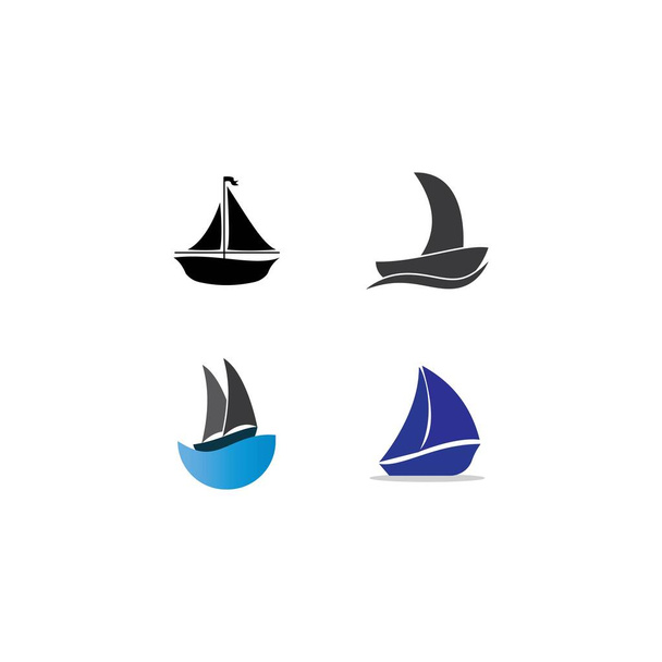 barca a vela logo vettoriale modello disegno illustrazione - Vettoriali, immagini