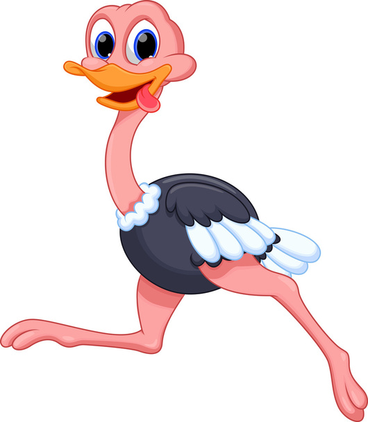 grappige struisvogel cartoon - Vector, afbeelding
