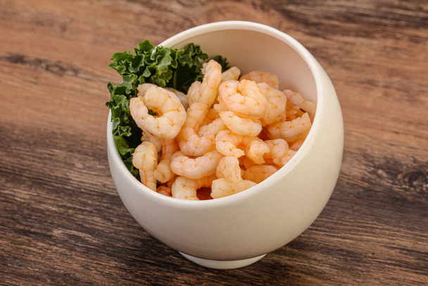 Small unshelled shrimps cocktail in the bowl - Photo, Image