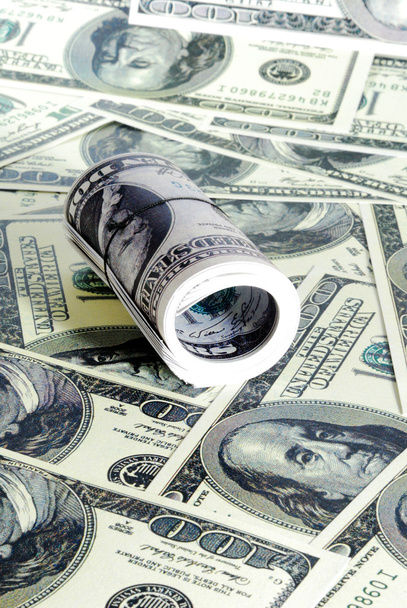 Roll dollars pile as background - Photo, Image