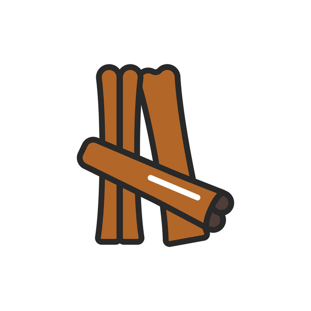 Rolled sticks of cinnamon color line icon. Vector illustration - Vector, Image