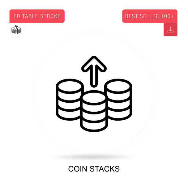 Coin stacks vector icon. Vector isolated concept metaphor illustrations. - Vector, Image