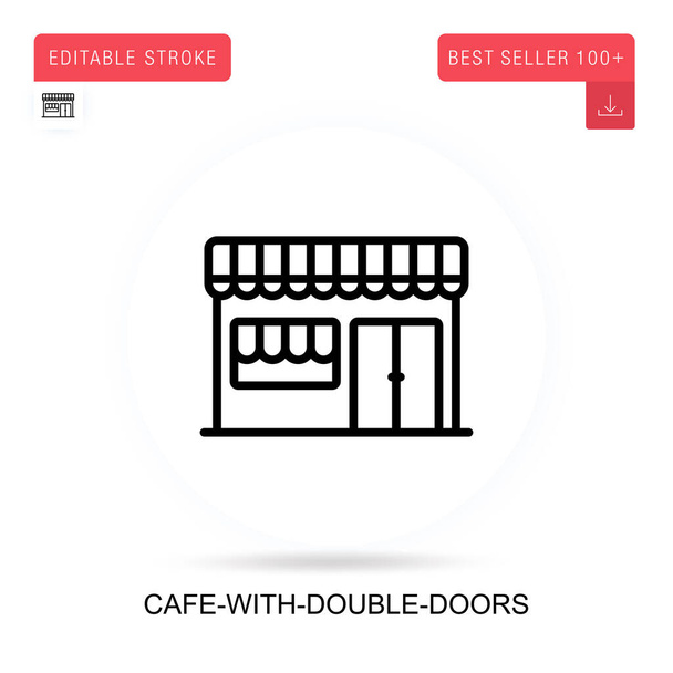 Cafe-with-double-doors διανυσματική εικόνα. Εικονογραφήσεις διανυσματικών μεμονωμένων εννοιών. - Διάνυσμα, εικόνα