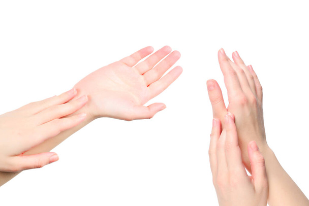 Γυναίκα χέρια απομονώνονται σε λευκό φόντο.  - Φωτογραφία, εικόνα