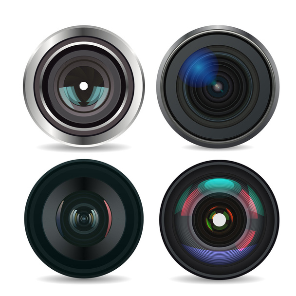 Set of Photo Lens isolated on white background - Vector, Imagen