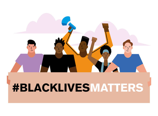 Las vidas negras importan banner hombres y mujeres vector de diseño - Vector, Imagen