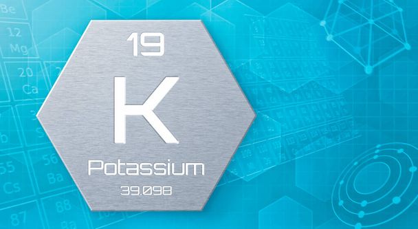 Elemento químico da tabela periódica - Potássio - Foto, Imagem
