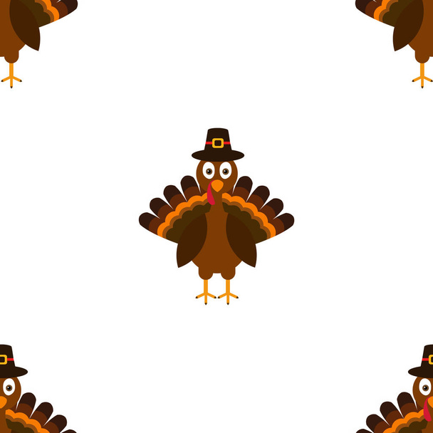 Happy Thanksgiving Turkey Pilgrim.Seamless pattern with h cute cartoon turkey, background, wallpaper, for wrapping - Фото, изображение