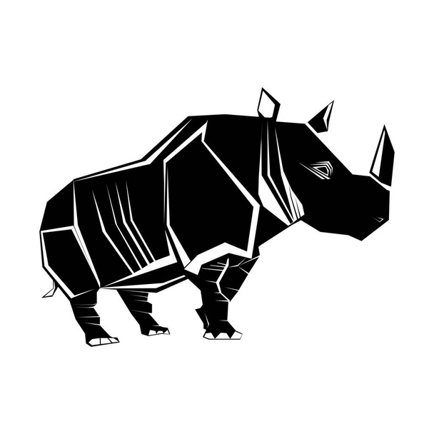 silhouette of Rhinoceros isolated on white background. vector illustration eps - Vector, Image