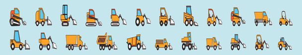 set of snow plow modern cartoon icon design template with various models. vector illustration isolated on blue background - Vector, Image