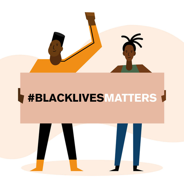Black lives matter banner man and woman vector design - Vector, Image