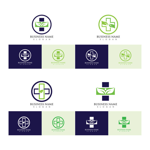 Hastane logosu ve Simge Şablonu, Yeşil logo vektörü  - Vektör, Görsel