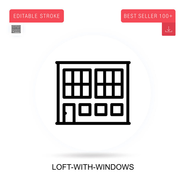 Loft-with-windows vectoricoon. Vector geïsoleerde concept metafoor illustraties. - Vector, afbeelding