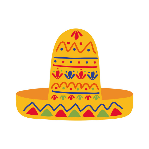 παραδοσιακή μεξικανική καπέλο επίπεδη στυλ εικονίδιο - Διάνυσμα, εικόνα