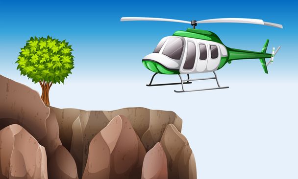 崖の近くのヘリコプター - ベクター画像