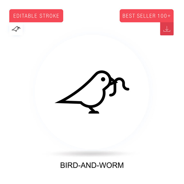 Icona del vettore uccello e verme. Illustrazioni di metafore concettuali isolate vettoriali. - Vettoriali, immagini