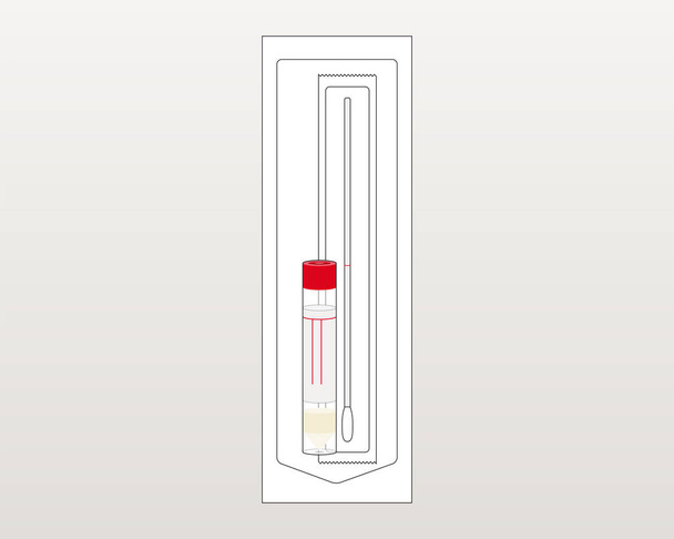Тестовая трубка и стерильные мазки, SWAB носа, Вывод комплектов вирусного транспорта для сбора образцов верхних дыхательных путей - Вектор,изображение