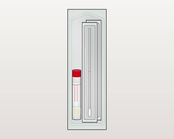Test tube and sterile swabs, nose SWAB, Output of Viral Transport Kits for Collection of Upper Respiratory Samples, oral SWAB - Vector, Image