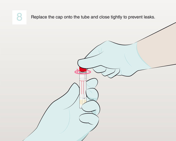 Schritt 8: Verschluss auf das Rohr aufsetzen und dicht verschließen, um Lecks zu verhindern. - Vektor, Bild