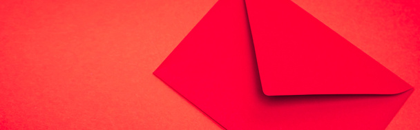 top view of envelope on red background, banner - Photo, Image