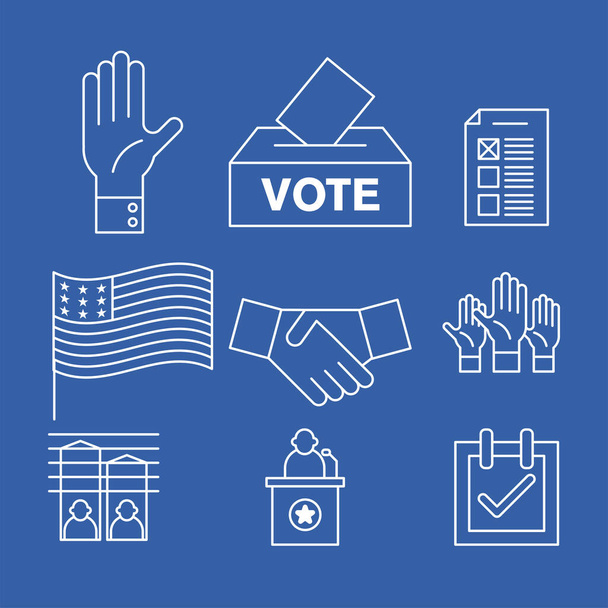 Выборы в США и голосование стиль символа набор векторных дизайн - Вектор,изображение