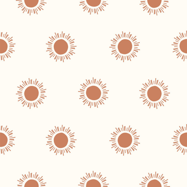 Seamless pattern with sun star. Beige tan simple pattern. - Вектор, зображення