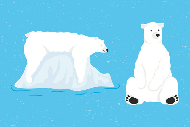 jéghegy blokk sarkvidéki jelenet jegesmedvékkel - Vektor, kép