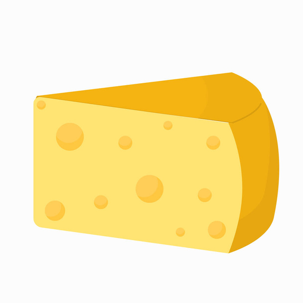  um pedaço de queijo sobre um fundo branco - Vetor, Imagem