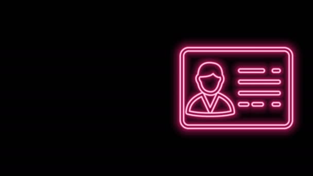 Világító neon vonal Azonosító jelvény vonal ikon elszigetelt fekete alapon. Használható bemutatásra, a cég személyazonosságára, reklámozásra. 4K Videó mozgás grafikus animáció - Felvétel, videó